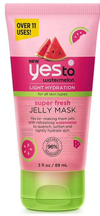 Yes To Light Hydration Super Fresh Jelly Mask All Skin Types Quench Soften Skin With Lycopene + Vitamin C Vegan With 96 Natural Ingredients, Pink, Watermelon, 3 Fl Oz