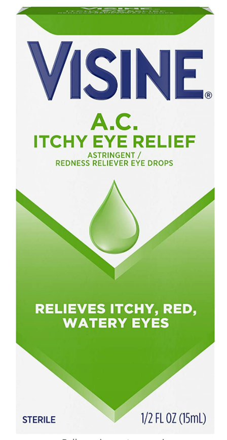 Visine A.C. Itchy Eye Relief Eye Drops with Zinc Sulfate & Tetrahydrozoline HCl, Eye Drop Treatment with Redness Reliever & Astringent for Itchy, Red, Watery & Irritated Eyes, 0.5 fl. oz