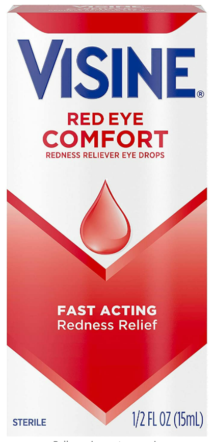 Visine Red Eye Comfort Redness Relief Eye Drops to Help Relieve Red Eyes Due to Minor Eye Irritations Fast, Tetrahydrozoline HCl, 0.5 fl. oz